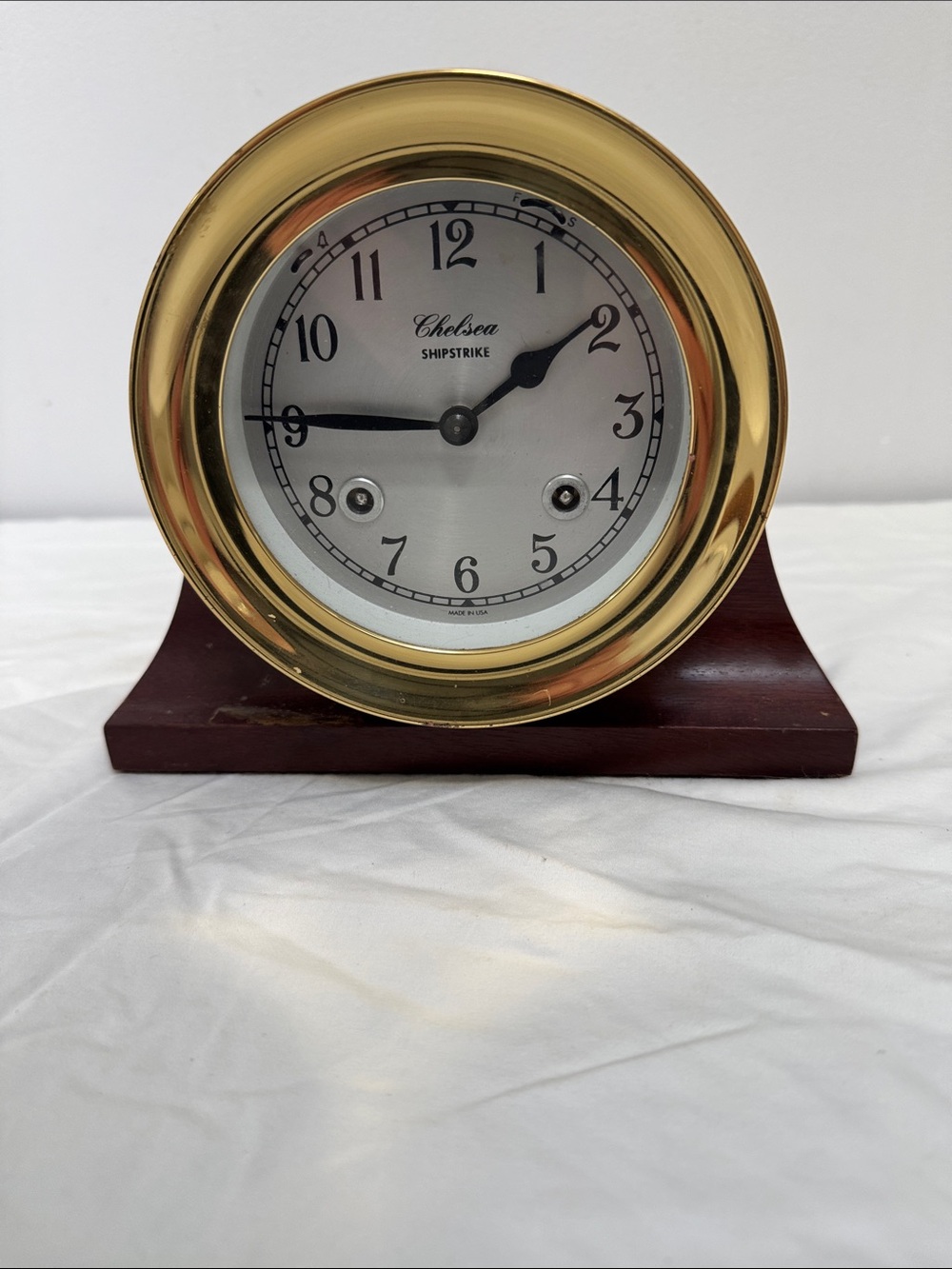 Chelsea 6" Shipstrike Clock in Brass on Traditional Base
